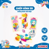 Ghép hình puzzle 3D cho bé từ 3 tuổi level 2 miếng chữ nhật LOẠI ĐẸP
