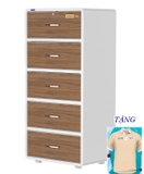 Tủ nhựa Omni 5 ngăn DUY TÂN ( TRẮNG GỖ ĐẬM )