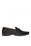 VERSACE BLACK MOCCASINS WITH LOGO