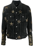 AMIRI Chemist Leather-appliquéd Denim Jacket In Aged Black