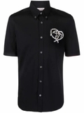 Men's Crystal-Embellished Black Sport Shirt