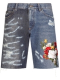 Dolce & Gabbana two-tone embroidered denim shorts