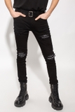 AMIRI BLACK SKINNY JEANS WITH PATTERNED INSERTS