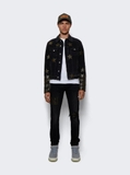 AMIRI Chemist Leather-appliquéd Denim Jacket In Aged Black