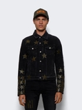 AMIRI Chemist Leather-appliquéd Denim Jacket In Aged Black