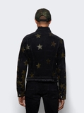 AMIRI Chemist Leather-appliquéd Denim Jacket In Aged Black