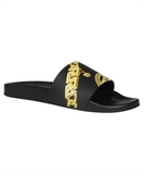 Versace LA GRECA CHAIN PRINT Slides - Black