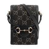 Gucci Horsebit 1955 GG Supreme Mini Bag Phone Bag Denim Black