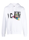 Dsquared2 logo-print drawstring hoodie - white