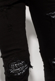 AMIRI Black Skinny Jean With Patterned Inserts