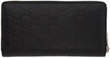Black GG Print Signature Zip Wallet