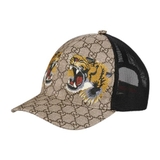 Gucci Tigers Print GG Supreme Baseball Beige Hat Size US