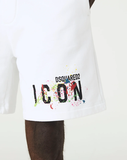 SHORT DSQUARED ICONS LOGO - WHITE