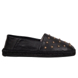 Black Leather GOLD MEDUSA STUDS Espadrilles FLATS
