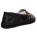 Black Leather GOLD MEDUSA STUDS Espadrilles FLATS