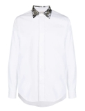 sequin-collar button-up shirt