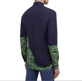 Dolce & Gabbana Men's Blue Peacock-Print Cotton Gold-Fit Shirt