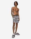 Mid-length swim trunks with all-over DG logo print