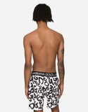 Mid-length swim trunks with all-over DG logo print
