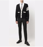 Thom Browne JERSEY STITCH V NECK Cardigan - Black
