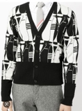 Thom Browne suit motif jacquard wool cardigan