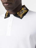 Versace Jeans Couture Barocco-print shirt-sleeve polo shirt - White
