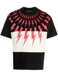 Neil Barrett Mixed Fair Isle Thunderbolt cotton T-shirt