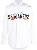 Dsquared2 logo print long sleeve cotton shirt - White