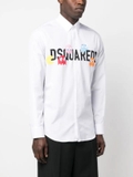 Dsquared2 logo print long sleeve cotton shirt - White