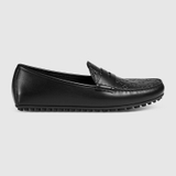Gucci Signature Driver Black Debossed Leather