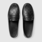 Gucci Signature Driver Black Debossed Leather