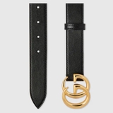 GG MARMONT LEATHER BELT WITH SHINY BUCKLE - 3cm