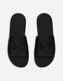 Dolce & Gabbana embossed-logo leather slides