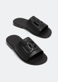 Dolce & Gabbana embossed-logo leather slides