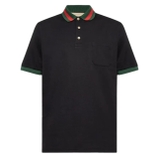 Gucci Web Collar Cotton Piquet Blue Polo
