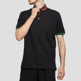 Gucci Web Collar Cotton Piquet Blue Polo