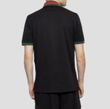 Gucci Web Collar Cotton Piquet Blue Polo