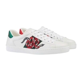Ace Watersnake-Trimmed Appliquéd Leather Sneakers