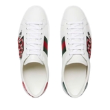 Ace Watersnake-Trimmed Appliquéd Leather Sneakers