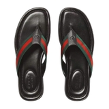 Web and leather thong sandal