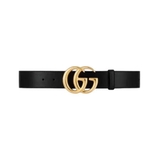 GG MARMONT LEATHER BELT WITH SHINY BUCKLE - 4cm