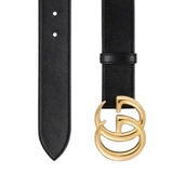 GG MARMONT LEATHER BELT WITH SHINY BUCKLE - 4cm