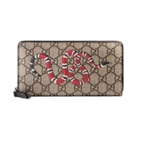 Gucci Kingsnake Print GG Supreme Zip Around Wallet