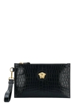 VERSACE MEDUSA GOLD CROCODILE EMBOSSED CLUTCH