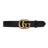 Reversible leather belt with Double G buckle