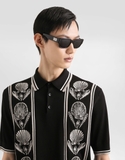 Dolce & Gabbana Satin silk polo shirt with inlay