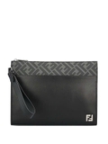 FENDI FF motif leather clutch