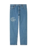 Lasered Double G denim trouser