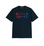 Printed black cotton jersey T-shirt