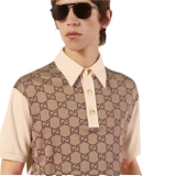 Gucci Beige GG monogram polo shirt